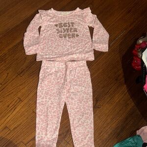 btween Pink Leopard Print Kids jogging set